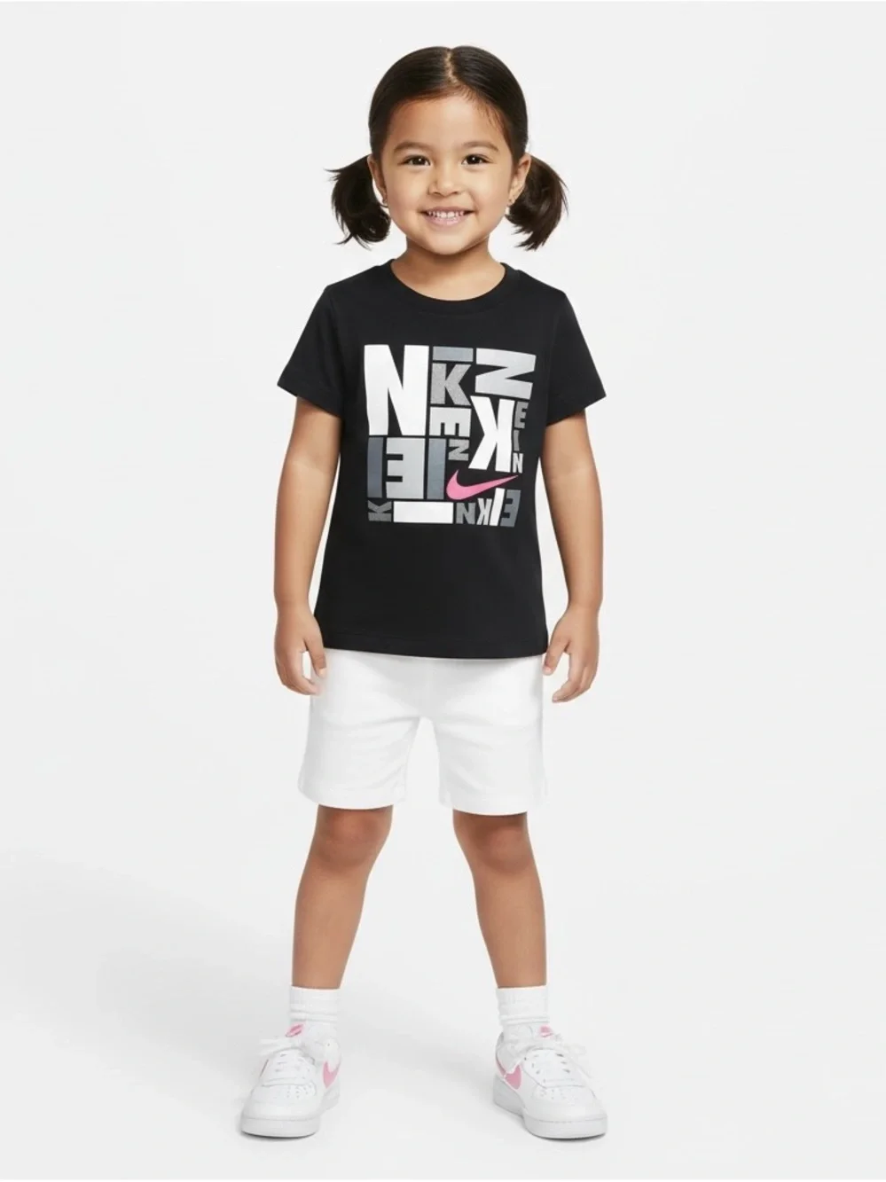 Nike Toddler‎ Girls Size 2T Black Logo Tee Shirt Graphic Pink Swoosh NWT
